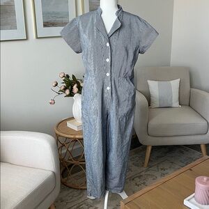 Loop Sally Slouchy Worksuit Navy White Stripe Jumper Jumpsuit